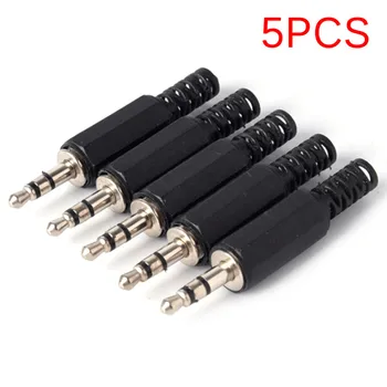 5 ks Vysokej kvality Black 3,5 mm Konektor 3,5 mm pre Slúchadlá 4 pól DIY 4 mm Konektor Pre Kábel Audio Adaptér