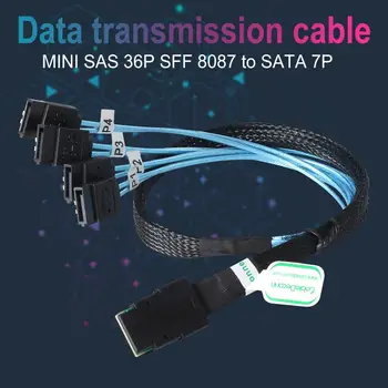 SAS Kábel Mini-SAS SFF-8087 4 SATA Kábel Mini SAS kom 4i SFF8087 36P 4 SATA 7P Kábel 12Gbps 50 cm Pevného Disku, Dátový Kábel Rozdeľovača