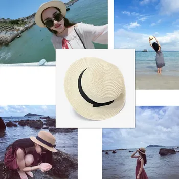 Ženské Pláž Hat pri Mori Módne Dovolenku Ženy Bežné Plochý Okraj Bowknot Lady Turistika Spp Dievčatá Slamený Klobúk Clonu Slnko Klobúky