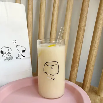 Kórejský nika jednoduché roztomilý kreslený puding vzor tvorivé sklo voda pohár mlieka pohár šálku kávy raňajky pohár