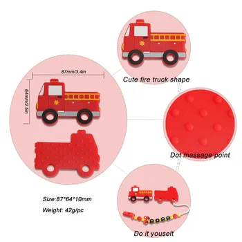 Kovict 1pcs Cartoon Požiaru truck Vzor Dieťa Počiatočných Náhrdelník Materiálov pre potravinársky Silikón Teether BPA Free pre Dieťa Darček Hračka