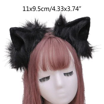 Zviera Anime Umelú Kožušinu Vlk Uši Hlavový Most Ručné Farbou Načechraný Plyšové Vlasy Obvodové Strany Cosplay Kostým Headpiece