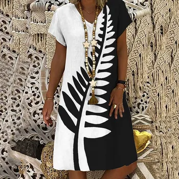 Vintage Šaty dámske Fashion Street Digitálny Multi Farebná Tlač, Voľné tvaru Midi Šaty Župan Femme Été Župan Ete Femme 2020