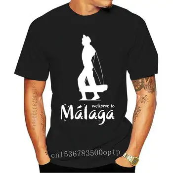 Topy T Shirt Ženy vitajte v malage 5 tmavé Bežné Čierne Bavlnené Tričko Žena