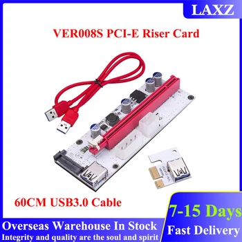 VER008S PCI-E Stúpačky Karty 60 CM USB3.0 Kábel 008S PCI Express 1X 16X Predĺženie 4Pin 6Pin 15 kolíkový SATA Napájania LED pre grafický procesor (GPU Banské Banské