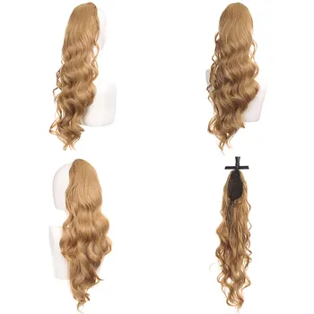 Copu Hairpiece clip in predlžovanie Vlasov dlhé Vlnité Vlasy chvosty parochne pre ženy, Čierna, hnedá blondínka, červená grils updo prírodné curl