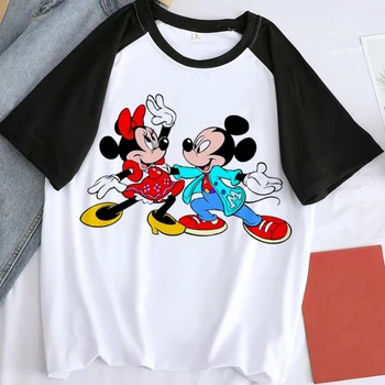 Letné Topy Disney Mickey Mouse Ženy/MUŽI T-shirt Femme Kawaii Cartoon Minnie Mouse Tees Móde Pár Tričko Muž/Žena