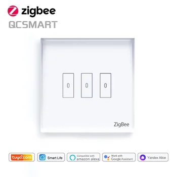 Tuya Smari Život ZigBee 3.0 EU Biela 3 Gang Light Switch Aplikáciu Diaľkové Ovládanie Časovač Harmonogramu Prác s Domovská stránka Google Alexa