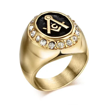 Muži Zlato slobodomurárstva prsteň, šperky z nerezovej ocele zlato slobodomurárstva prstene pre mužov/ženy crystal mužov krúžok doprava zadarmo