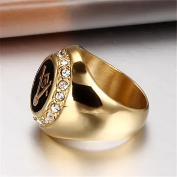 Muži Zlato slobodomurárstva prsteň, šperky z nerezovej ocele zlato slobodomurárstva prstene pre mužov/ženy crystal mužov krúžok doprava zadarmo