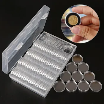 1 X Skladovanie Akryl Box 100ks 17/20/25/27/30 mm Tesnenie Podložky Mince Kapsule Chrániť Prípade Držiteľ Úložný Box