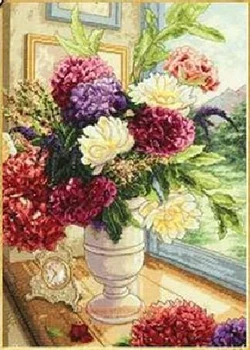 Vyššia kvalita bavlneného vlákna Krásne Počíta Cross Stitch Súprava Letná Kytica Kvet, Kvety vo Váze Dim 70-35328