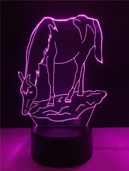 GAOPIN Roztomilý Zvierat Kôň 3D Lampy, osvetlenie LED USB Náladu Nočné Svetlo Multicolor Dotyk RGB Diaľkové Luminaria Zmena Tabuľky Dekoratívne