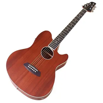 Plný saplele dreva electic akustická gitara 40 palcový 6 string akustické gitary, matný povrch, farba hnedá folková gitara s EQ