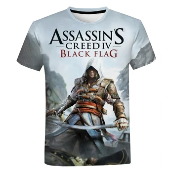 Assassins Creed Valhalla 3D Tlač T-Shirt Lete Muži Ženy Móda Bežné T-shirt Assassins Creed Tlač Streetwear krátky rukáv