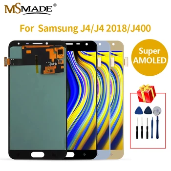 Super AMOLED LCD SAMSUNG J4 2018 LCD Displej Dotykový Displej Náhradné Diely Pre Samsung J4 J400 J400F J400G LCD