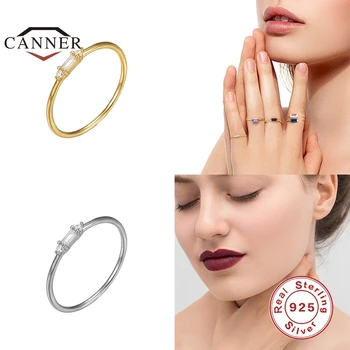 CANNER 2021 Klasické Luxusné Real Pevné 925 Sterling Silver Ring pre Ženy Zirkón Svadobné Šperky, Zásnubné Dievča Krúžky anillos