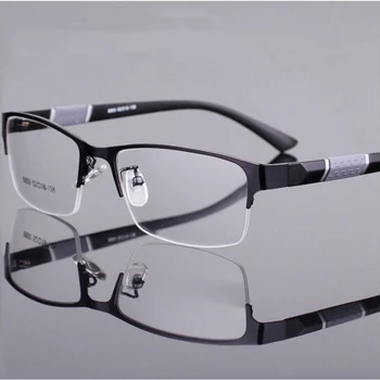 Polovica Kovový Rám Nearsighted Okuliare Muž Predpis Krátkozrakosť 0 -0.5 -1 -1.5 -2 -2.5 -3 -4 -5 -6 Krátkozrakého Čítanie +1.0 +1.5 +2.0 +3