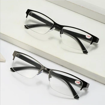 Polovica Kovový Rám Nearsighted Okuliare Muž Predpis Krátkozrakosť 0 -0.5 -1 -1.5 -2 -2.5 -3 -4 -5 -6 Krátkozrakého Čítanie +1.0 +1.5 +2.0 +3