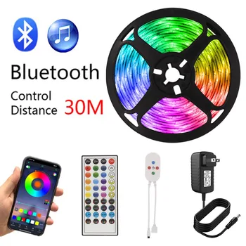 Svetelný Bluetooth Led Pásy Flexibilné Diódami RGB 5050 Pásky 12V LED Svetlo s Radič Diaľkové TV Podsvietenie Interiéru pre spálne