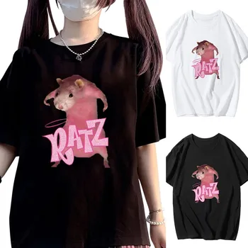 Harajuku Vintage Plodín Topy Ženy Krátky Rukáv Bavlna RATZ list anime tlač y2k topy, tričká kawaii žien T-shirt
