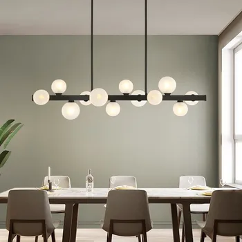 Moderné obdĺžnikový luster minimalistický medi sklenenú guľu lampa luxusné tvorivé magic bean lampa pásy reštaurácia loft luster