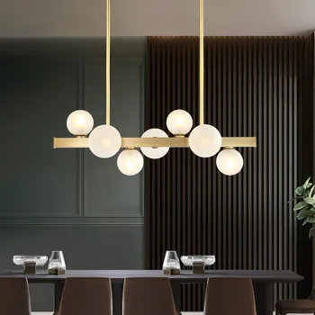 Moderné obdĺžnikový luster minimalistický medi sklenenú guľu lampa luxusné tvorivé magic bean lampa pásy reštaurácia loft luster