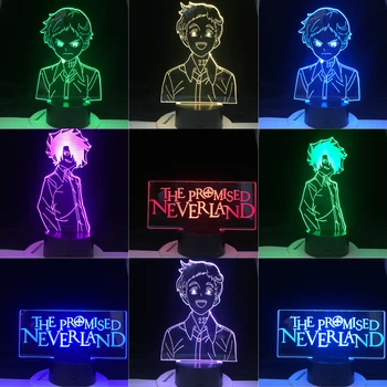 Zasľúbenej krajiny nekrajiny Emma Obrázok 3D Led Nočné Svetlo pre Domáce Izba Dekor Deti Dieťaťa Nočného Posteli Stôl LampJapanese Manga