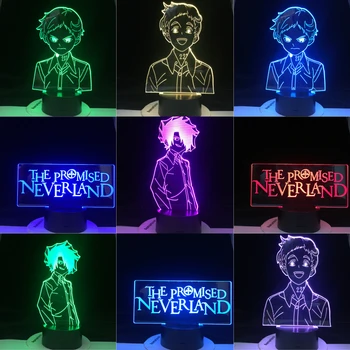 Zasľúbenej krajiny nekrajiny Emma Obrázok 3D Led Nočné Svetlo pre Domáce Izba Dekor Deti Dieťaťa Nočného Posteli Stôl LampJapanese Manga