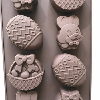 Veľkonočné Série Darčekov 8 Jamiek Vajcia Bunny Košíka 3d Silikónové Formy Fondant Tortu Formy Čokoládové Pečivo Formy Cake Decor Pečenie Nástroje