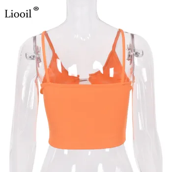 Liooil Sexy Duté Z Plodín Topy Bodycon Košieľka Pre Ženy Letných Orange Špagety Popruh Top 2021 Streetwear Dámy Korzet Nádrž