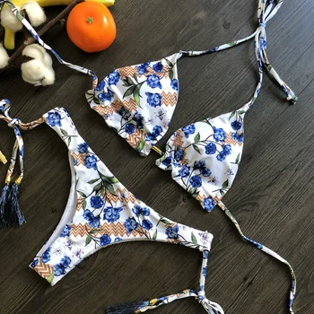 2021 dámske Plavky Sexi Bikiny Nové Push-up Brazílske Bikini Set Plavky Dámy Vytlačené Kvetinový Pláži dvojdielne Bikiny Nastaviť