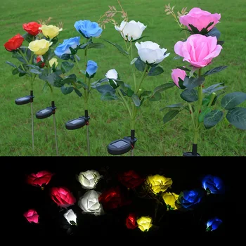 Solárne Rose Svetla 3-vedúci Solárne Lampy 5 Farebná LED Outdoor Záhrada Domov LED Vodotesný Svetla Dekorácie Vonkajšie Solárne Led String 6