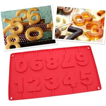 0-9 Čísla Tvar Lolli Silikónové Formy 3D Ručne Vyrobené Bulík Palice Čokoládová Torta Jelly Candy Formy S Palicami Party Dekorácie