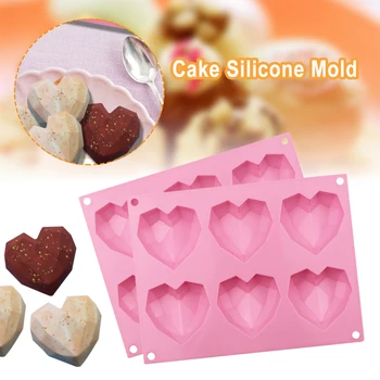 6 Otvory v Tvare Srdca 3D Silikónové Čokoláda Jelly Candy Tortu Pečenie Formy DIY Pečivo Bar Ice Formy na Pečenie Fondant Cupcake Nástroj