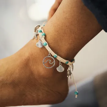 Ženy Ponožky Osobnosti Jednoduché Hviezdy Shell Perlou Anklet Dámske Šperky Darček Ponožky Pre Ženy Veľkoobchod Módne Nehrdzavejúcej 2021