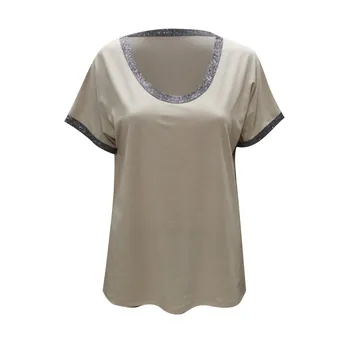 2021 Nové Módne Letné Ležérne Módne Voľné Top tvaru Pevné tričko Krátky Rukáv, Blúzky, tričká Topy Ženy Oblečenie