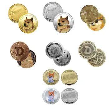Vtipné Dogecoin Gold/Silver Plated WOW Psa Pamätné Mince Roztomilý Pes Vzor Suvenír Kolekcia Dary