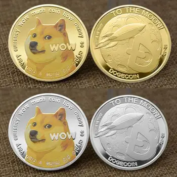 Vtipné Dogecoin Gold/Silver Plated WOW Psa Pamätné Mince Roztomilý Pes Vzor Suvenír Kolekcia Dary