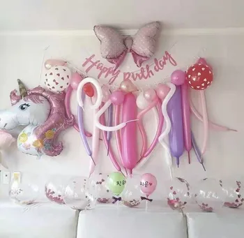 In Pink Happy Birthday Banner Nastaviť Magic Balón Arch Súprava Baby Sprcha Kórejský Štýl Zeleného Pozadia Golobs