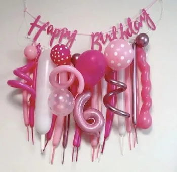 In Pink Happy Birthday Banner Nastaviť Magic Balón Arch Súprava Baby Sprcha Kórejský Štýl Zeleného Pozadia Golobs