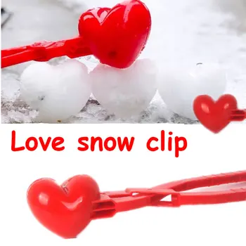 3 Veľkosť Červené Srdce snehová guľa Maker V Zime Formy Plastové Piesku Loptu Nástroj Model Maker Magické Klipu Hračku Pre detské Hračky A Darčeky