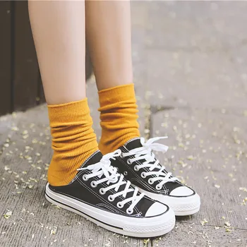 Bavlna Harajuku Jeseň Farbou Žien Ponožky Candy Dámy Členok Študentov Bežné Farebné Žltá Zelená Červená Zábavné Ponožky