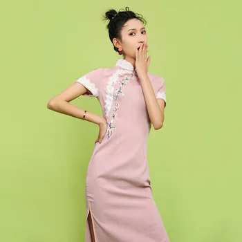 2020 POZNÁMKA bavlna qipao čínsky štýl šaty cheongsam qipao čínske tradičné šaty pre ženy