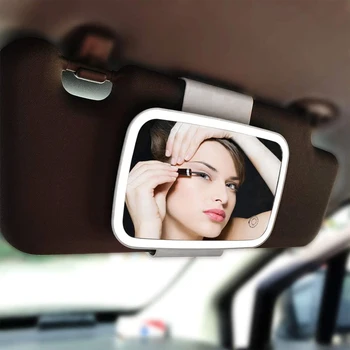 Univerzálny Auto Visí Zrkadlo na líčenie Auto make-up Zrkadlo postriebrený Sklo Spätné Zrkadlo S LED Svetlom Auto Slnečná Clona Zrkadlo