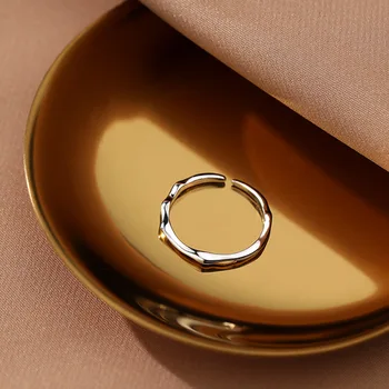 925 Sterling Silver Krúžky Pre Ženy Otvorenie Nastaviteľné Obyčajný Kruhu Jednoduché Svadobné Šperky Retro Desgin kórejský Lady Darček INEFFA