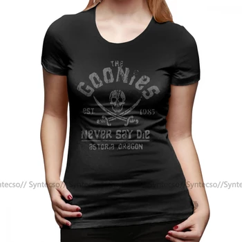 Pirát T-Shirt The Goonies Nikdy Povedať, Die Grey Na Čierne Tričko 100 Bavlna Lete Ženy tričko Jednoduché Dámske Tričko Tričko