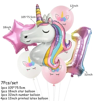 Dúha Unicorn Narodeninovej Party Dekorácie, Jednorázový Riad Nastaviť Jednorožec Balón Dievča Baby Sprcha Deti Narodeninovej Party Dodávky