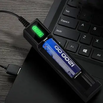 Univerzálny 1 slot Batéria USB Nabíjačku adaptér LED Smart Chargering pre Nabíjateľné Batérie Li-ion 18650 26650 14500