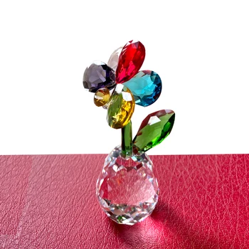 Farebné Crystal Mora Orchidea Figúrky, Sklenené Kvet Socha Zberateľskú Tabuľka Ornament Galss Plavidlá Domova Vianočný Darček